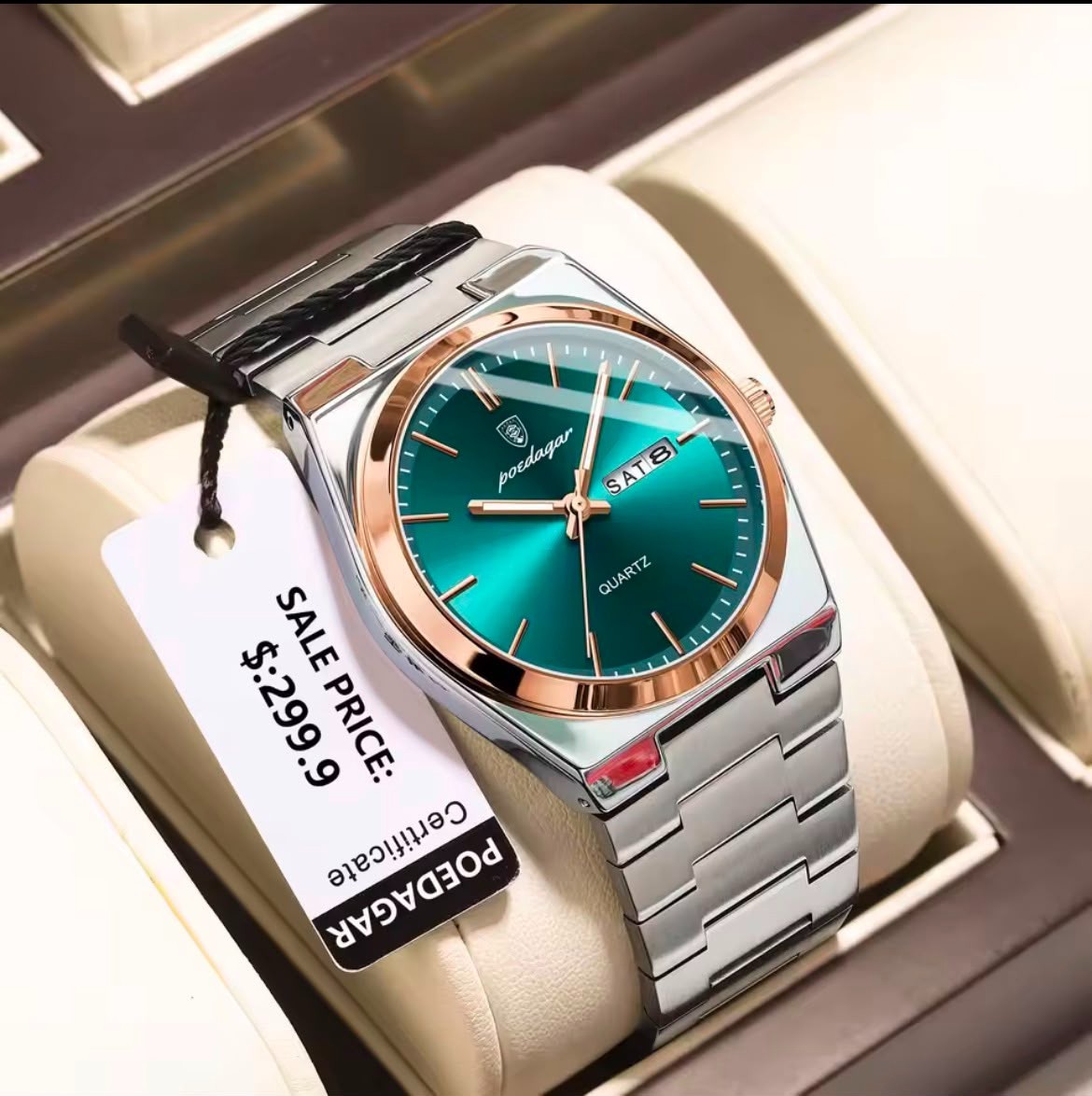 POEDAGAR Luxury Men’s Watches Waterproof Luminous Date Week Men Watch Stainless