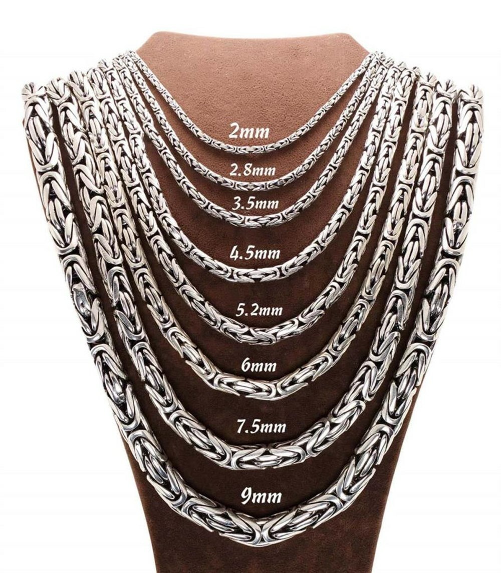 Solid 925 Sterling Silver Men’s King Byzantine Round Chain Necklace! All Sizes