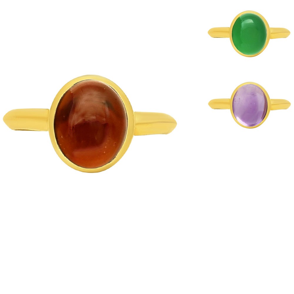 18K Gold Plated Cabochon Birthstone Ring Jewelry – Elegant Minimal TGR1023