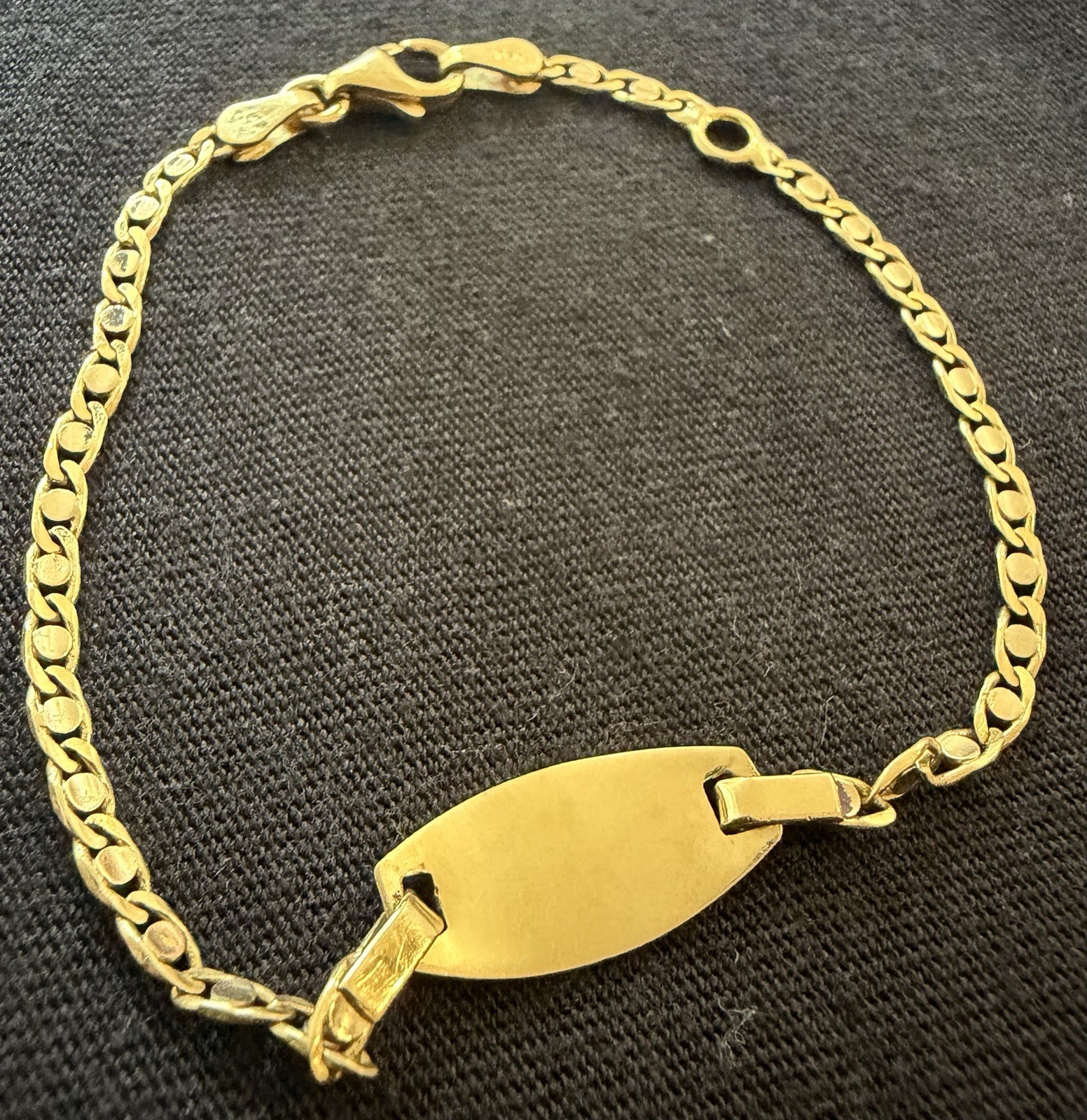 18k Gold Engravable Plate Chain Bracelet(4.1 Grams)