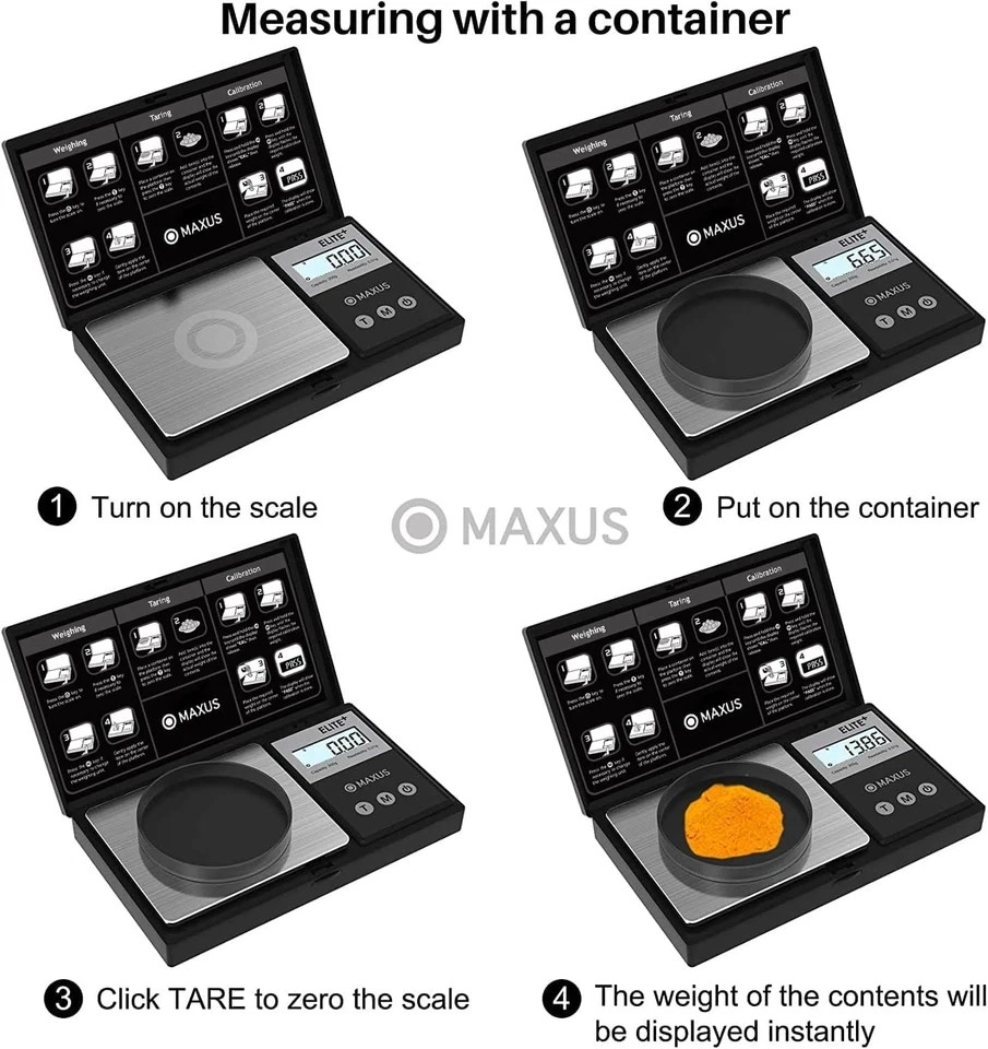 MAXUS Digital Pocket Gram Scale 500G X 0.01G High Precision with Tray, Weighs Sm