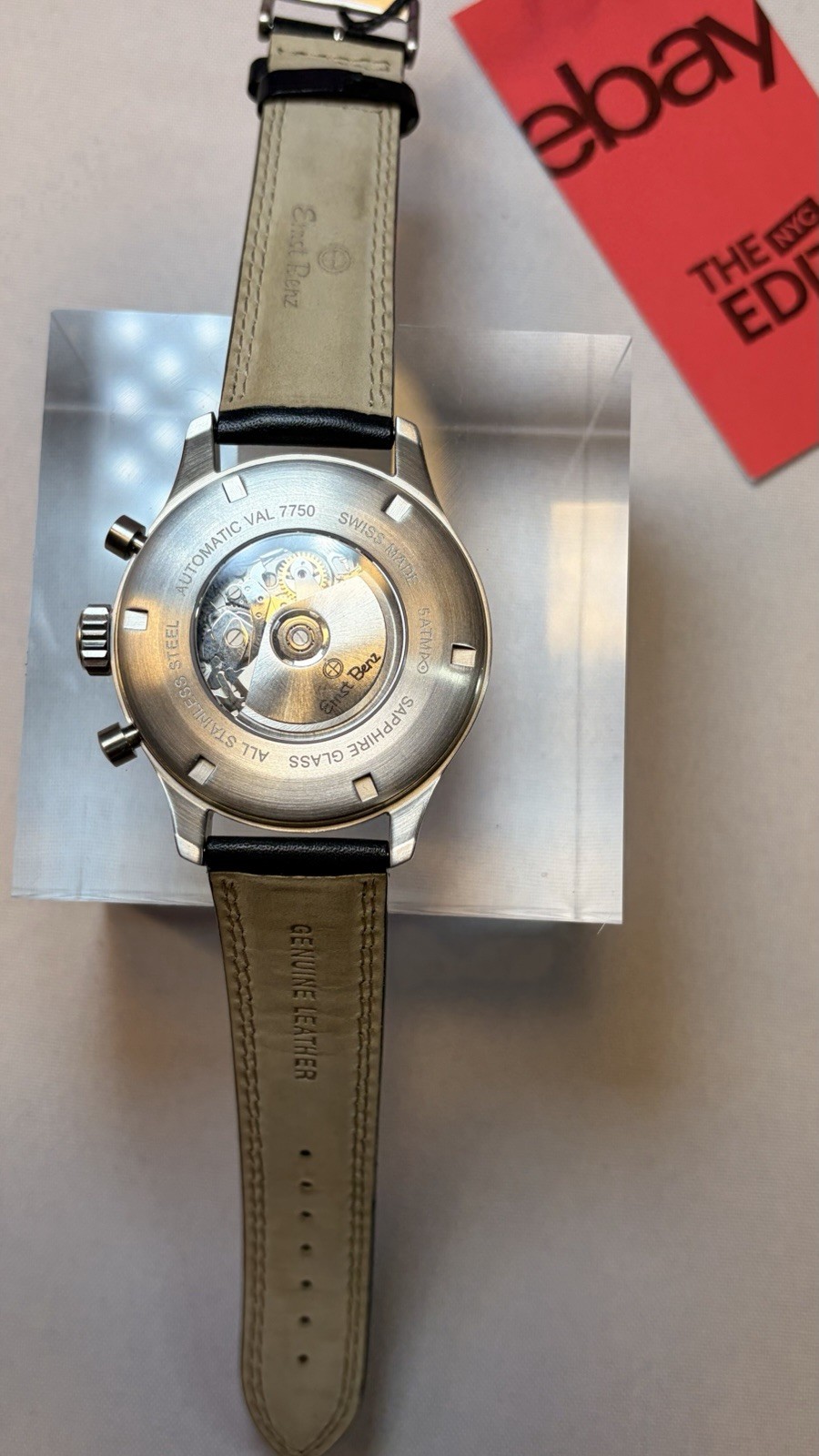 Ernst Benz Chronoscope Automatic Chronograph White Dial Black Leather Strap 43mm