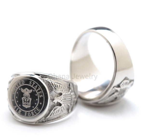 316L Stainless Steel U.S. American Military Rings – Navy Marines Army Air Force