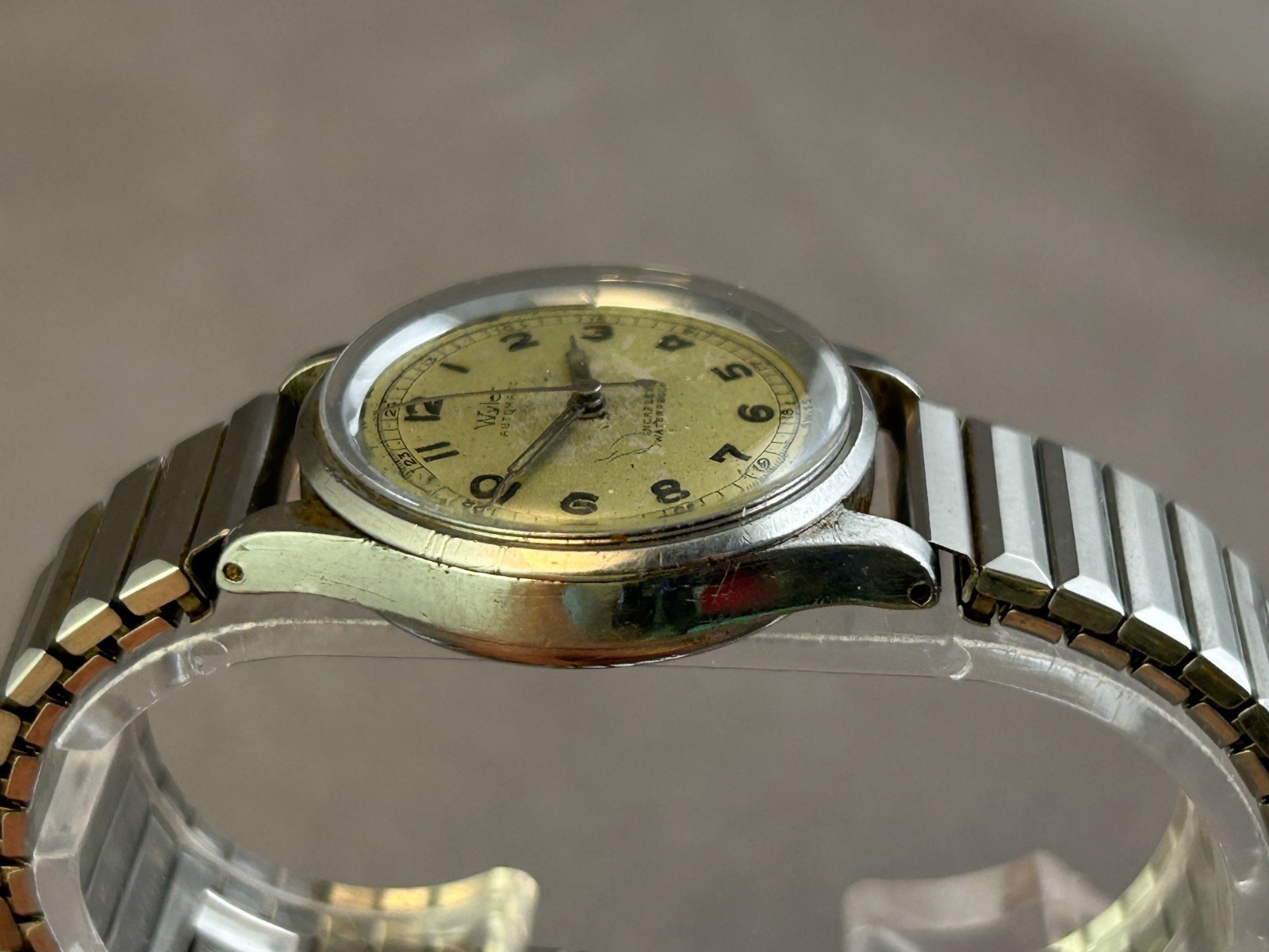 Wyler Bumper Automatic Incaflex Mens Watch, 1940’s, Front Load Case, Runs