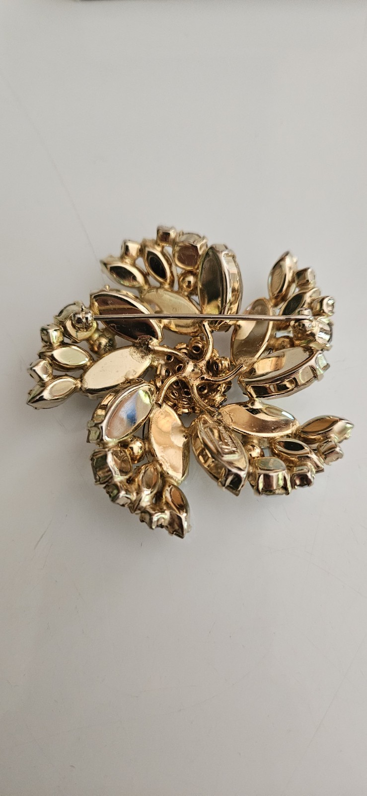 Sherman Aurora Borealis crystal 2″ Brooch signed vintage