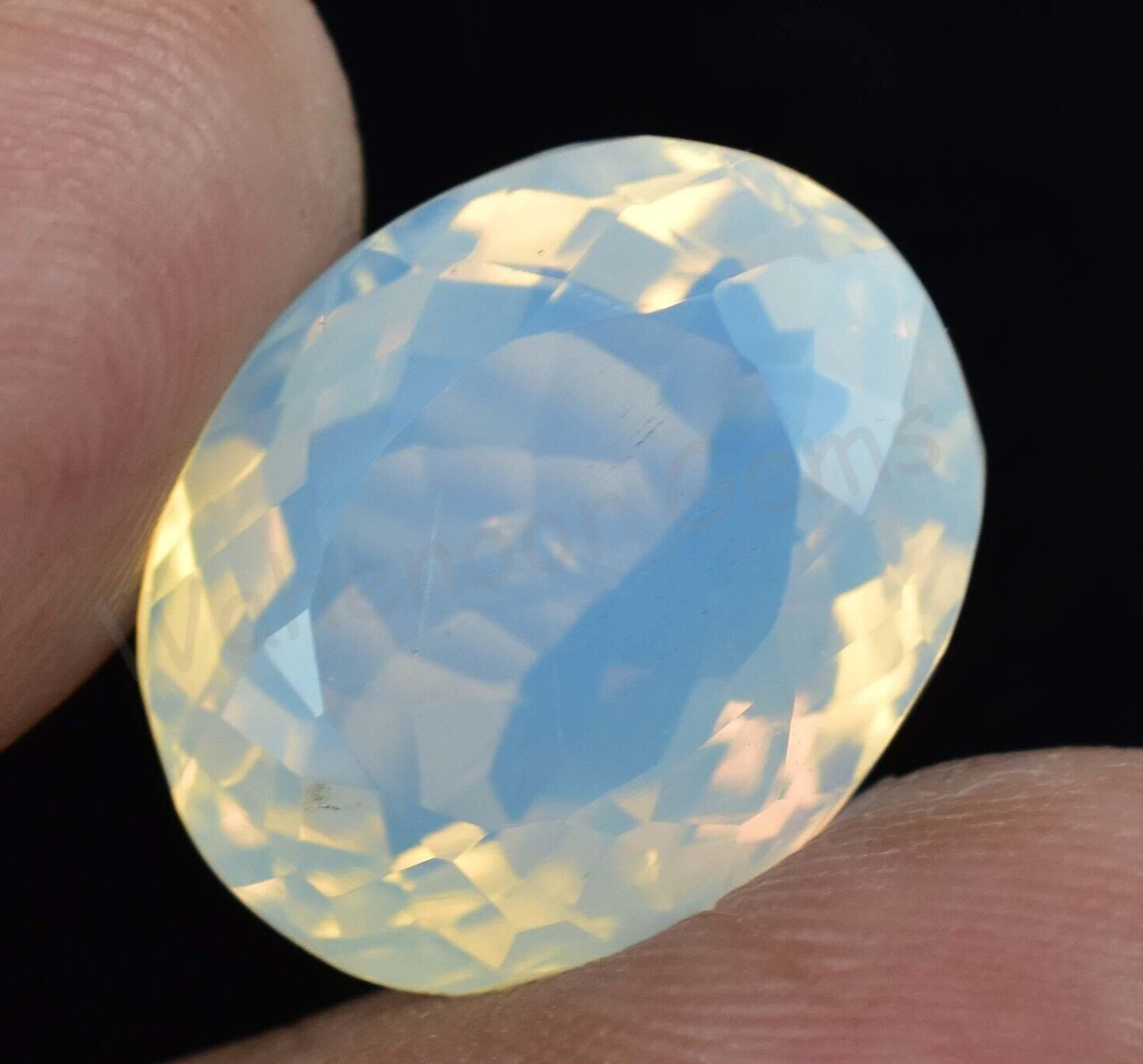 Natural White Opal Blue Fire Oval 14.85 Ct Certified Untreated Loose Gemstone