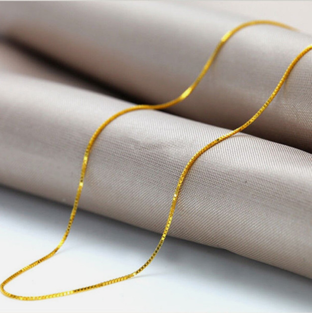 18k Yellow Gold 18″ Classic Box Link Pendant Chain/Necklace 1.4mm 7.8 grams