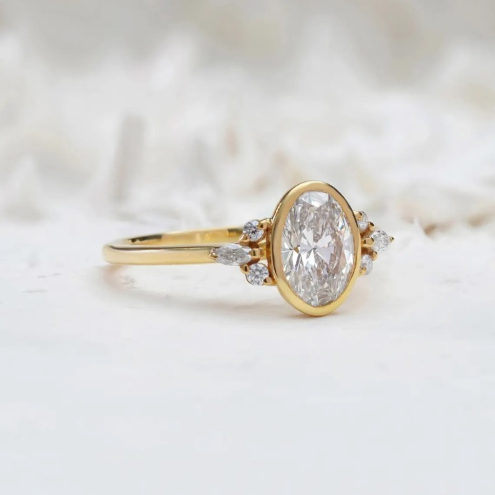 1 Carat Oval Cut Lab Grown Diamond Engagement Ring | 14k Yellow Gold VVS VS