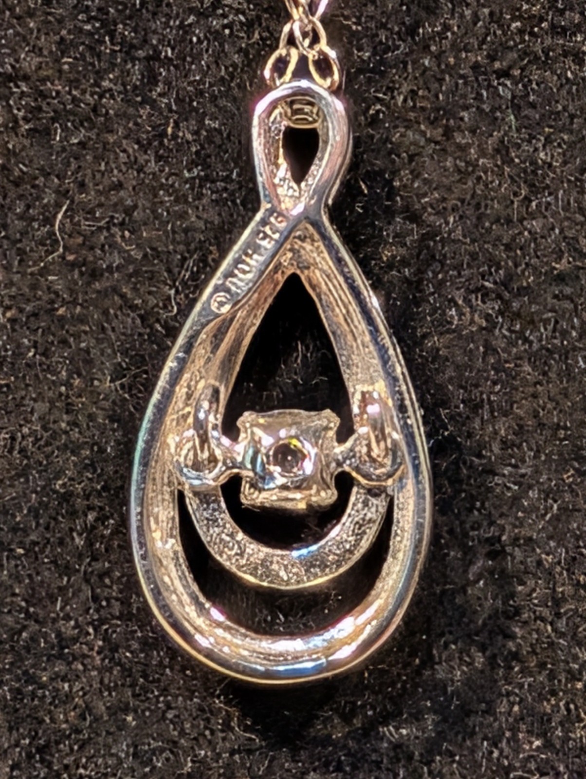 Designer Hou Sterling Silver Floating Diamond Infinity Pendant Necklace 925