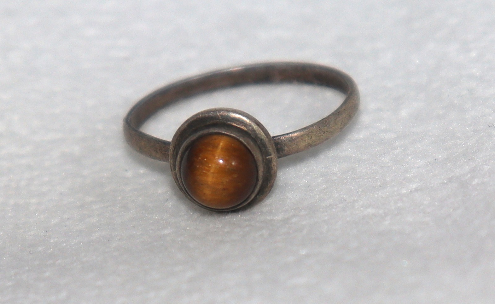 Vintage Sterling Silver Ring 7 US Size 1.72 Grams Natural Tiger Eye Gemstone