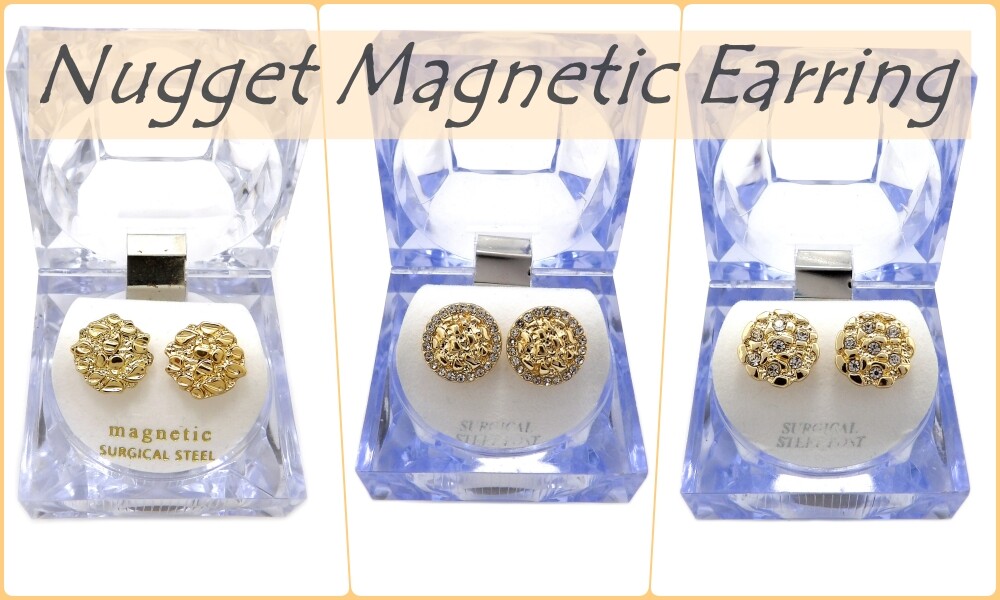 Hip Hop Cookie Nugget Textured Magnetic Stud Earring No Piercing Required XE1276