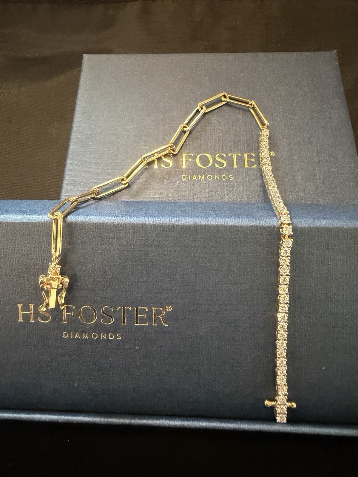 14K Yellow Gold Lab-Grown Diamond Paperclip Tennis Bracelet 1.20 CTW 7″