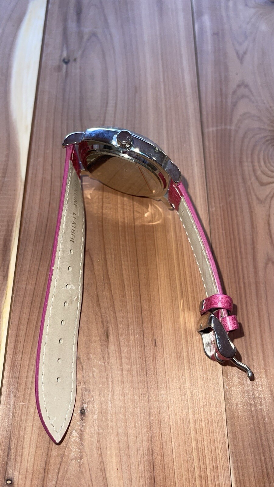 Vintage NewJoan Rivers Classics V377 Silver Pink Leather Band Quartz Watch