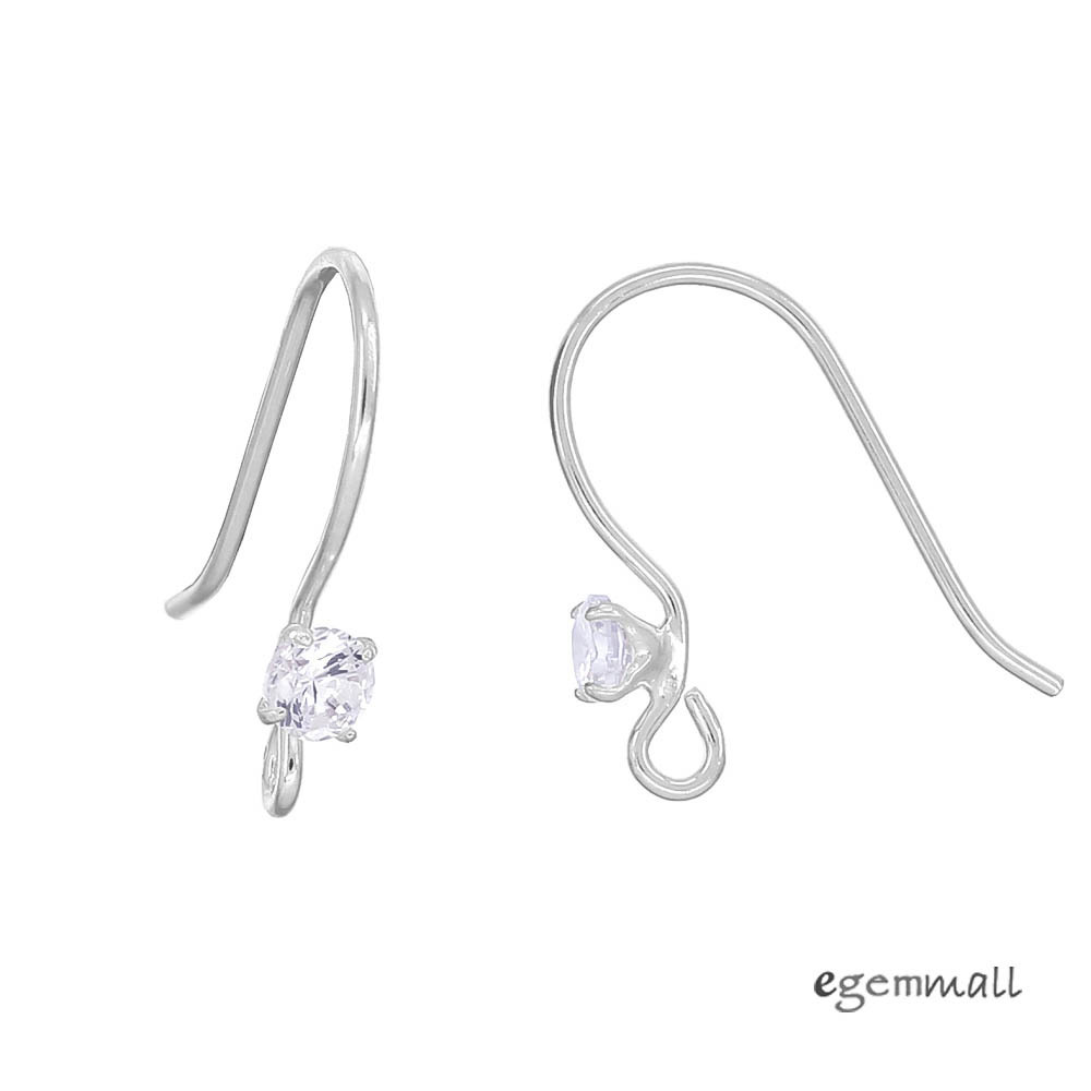 2 pairs Sterling Silver French Hook Ear Wire Earrings with CZ #99380