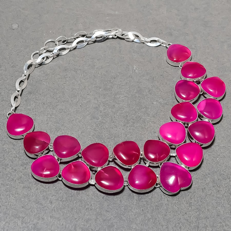 Pink Ruby (Simulated) Gemstone Handmade Ethnic Gift Jewelry Necklace 18″ SR 6667