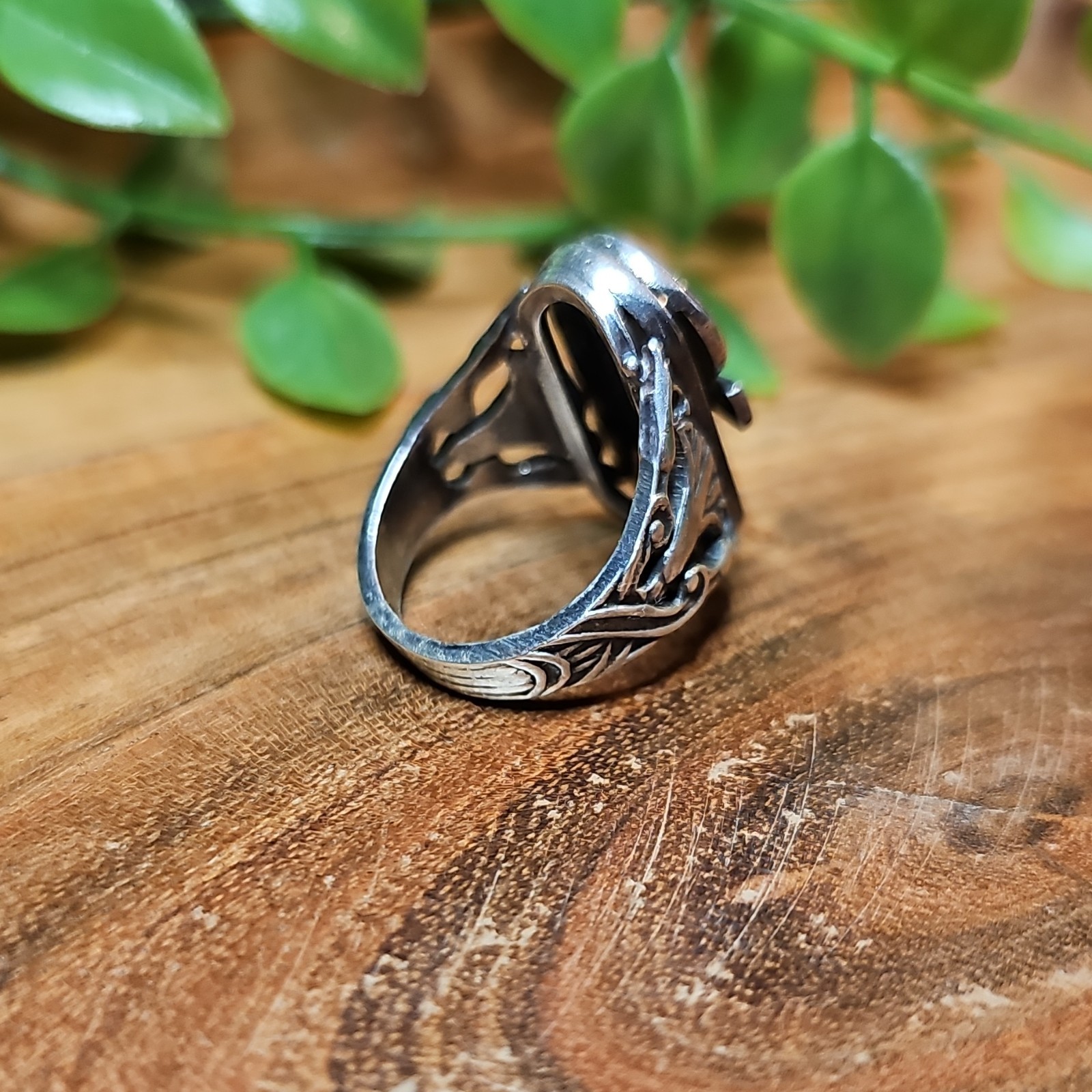 Sterling Silver Scarab Ankh Ring Egyptian Mythology Filigree Statement Sz 6.5