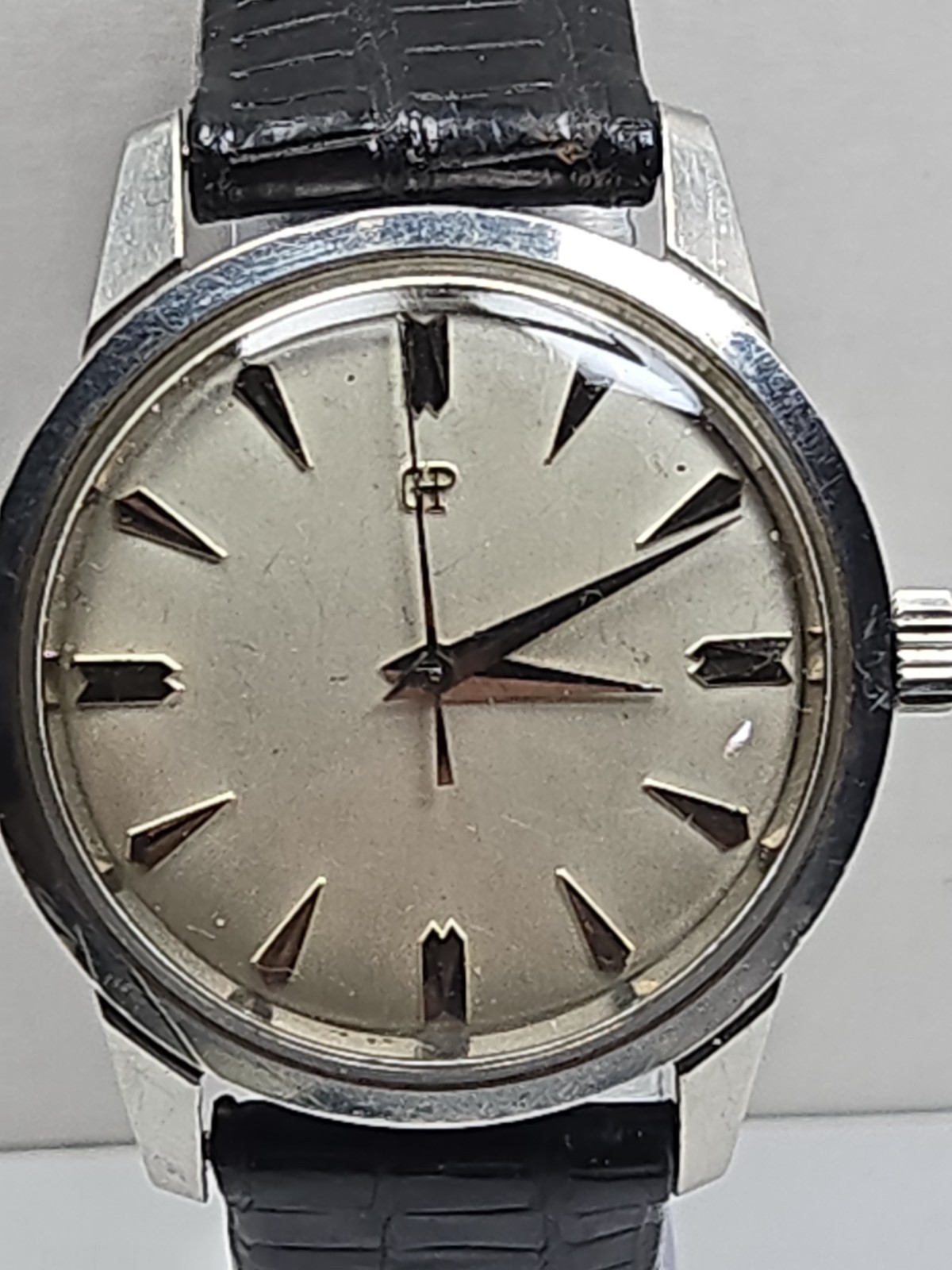 Vintage Girard Perregaux Mens Swiss Manual Wind Stainless Steel Dress Watch Runs