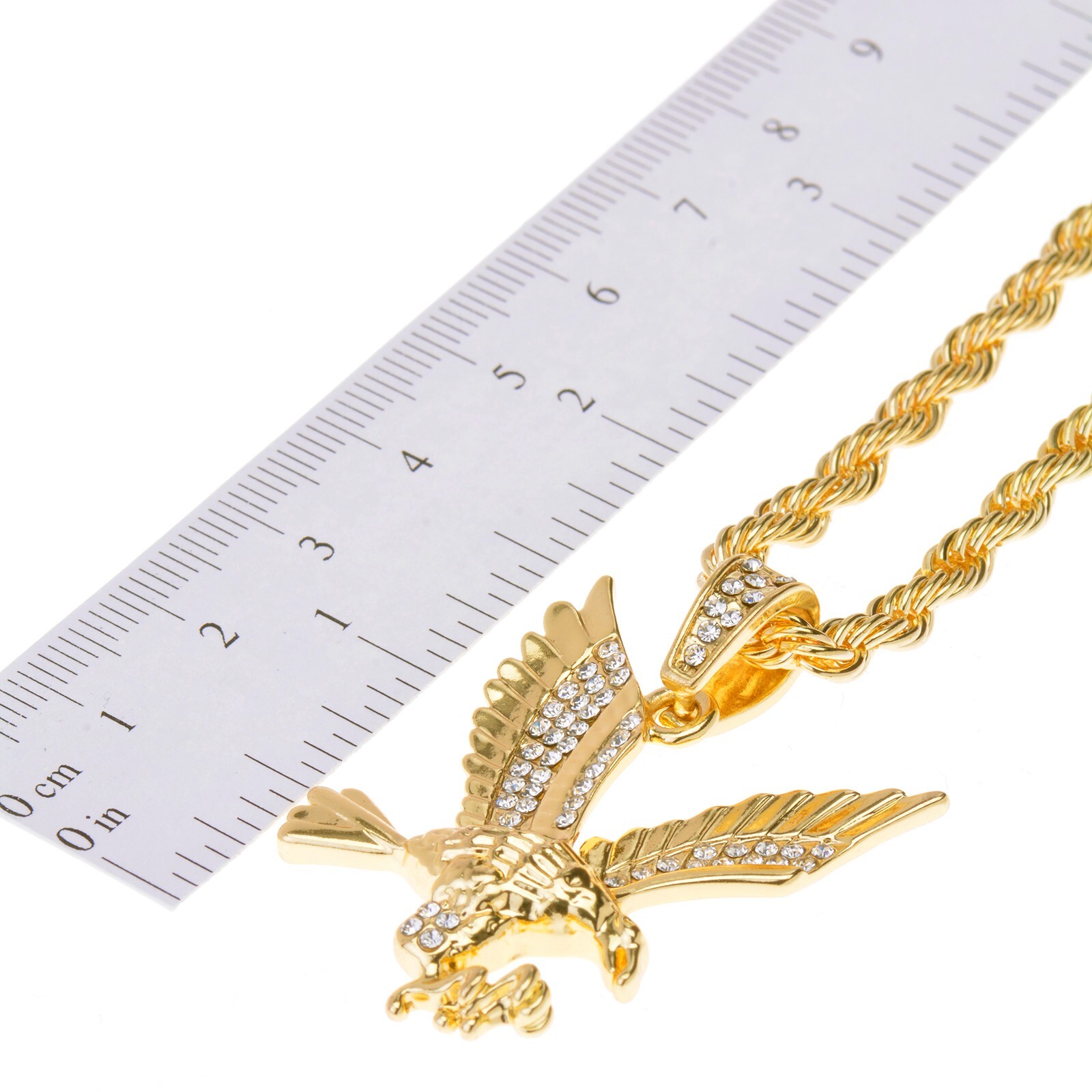Men’s Hip Hop 18k Gold Plated Iced Eagle 20″ Rope Chain Necklace HC 1121 G
