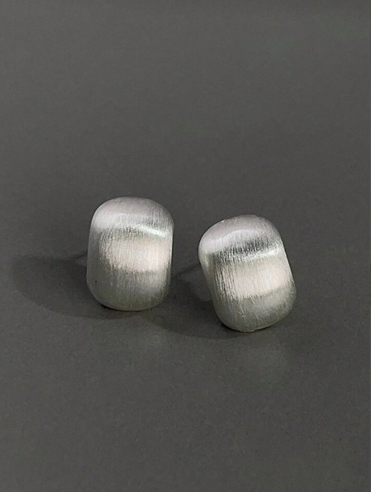 NEW Elegant Modern Brushed Matte Geometric Studs 925 Silver Needle *Gold/Silver