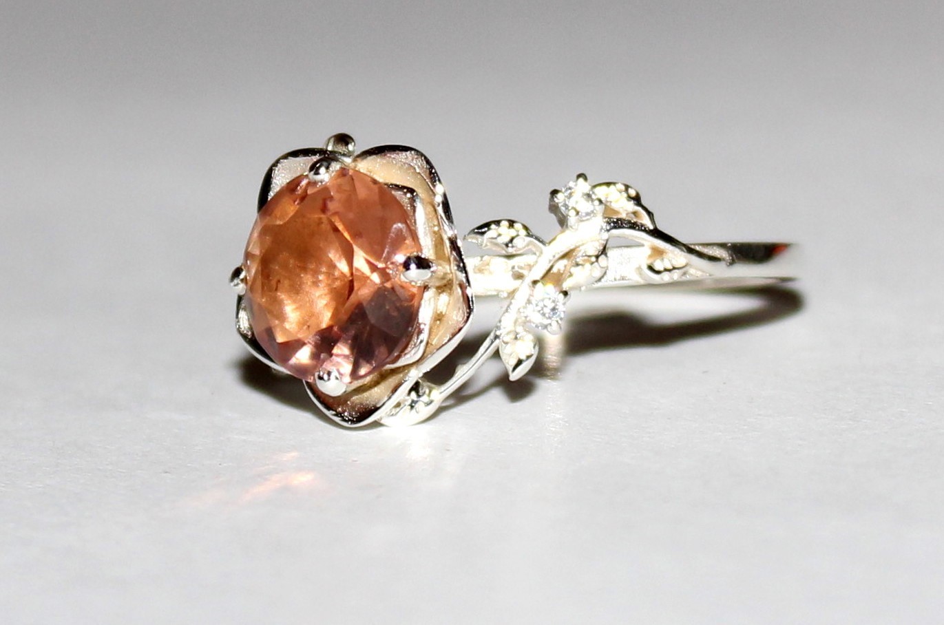 Genuinely 4 Color Change Zultanite Ring, Alexandrite Sterling Silver Flower Ring