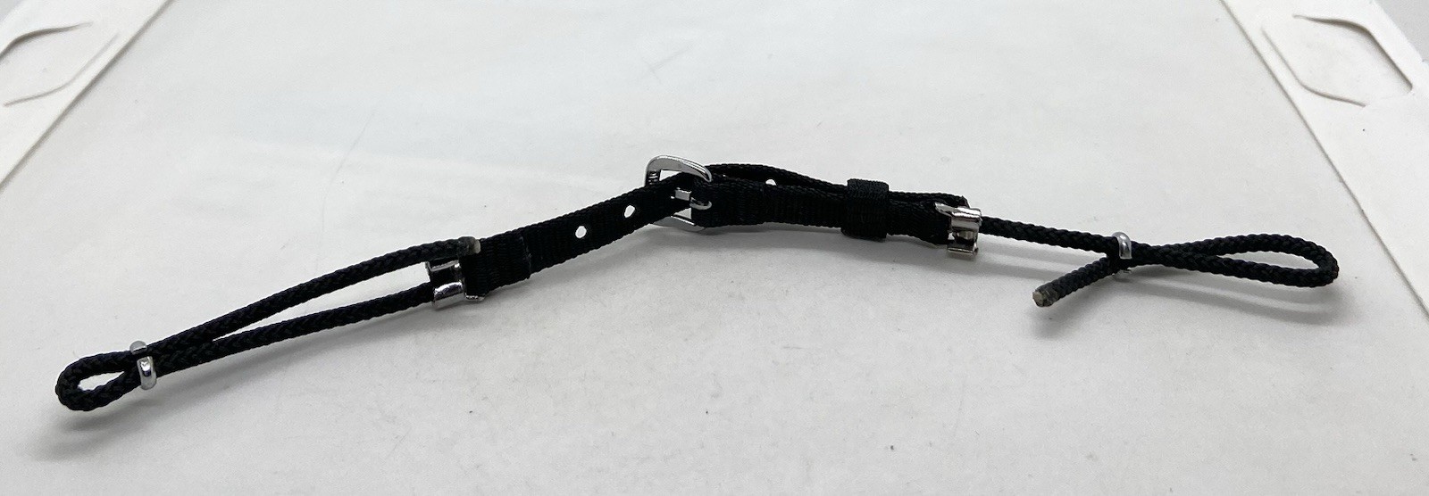 NEW NOS VINTAGE WATCH BAND Black CORD Unique BUCKLE CLOSE Adjust Length To Fit U