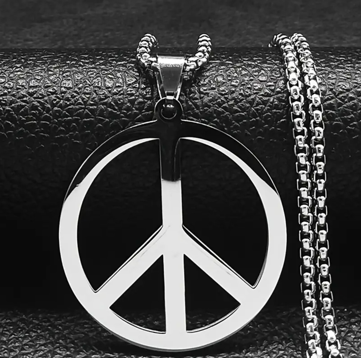 New! Really nice! Pure Stainless Steel “Peace Sign” w/ 24″ Stainless Neck Chain