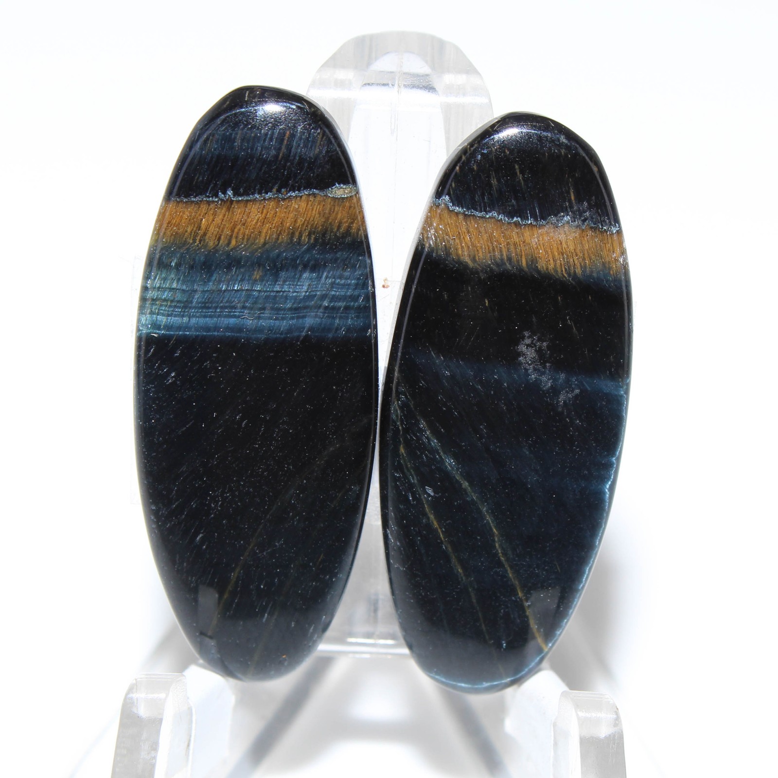 25.60 Ct. Top Blue Tiger Eye Pair Oval Cabochon Loose Gemstone 29x12x4 mm