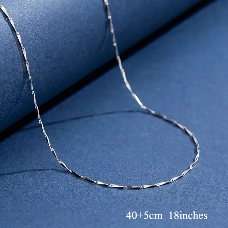 925 Sterling Silver Necklace 1.1mm Rolo Water Wave Chain 40-60cm Women Jewelry