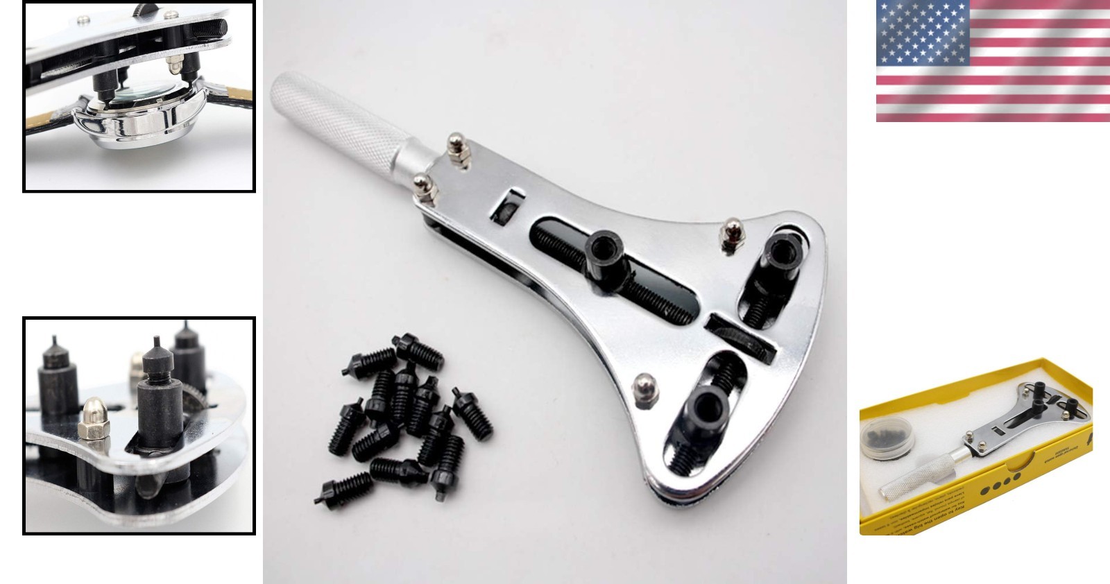 Compact Watch Repair Tool Set – Adjustable Case Opener with Clamps Included