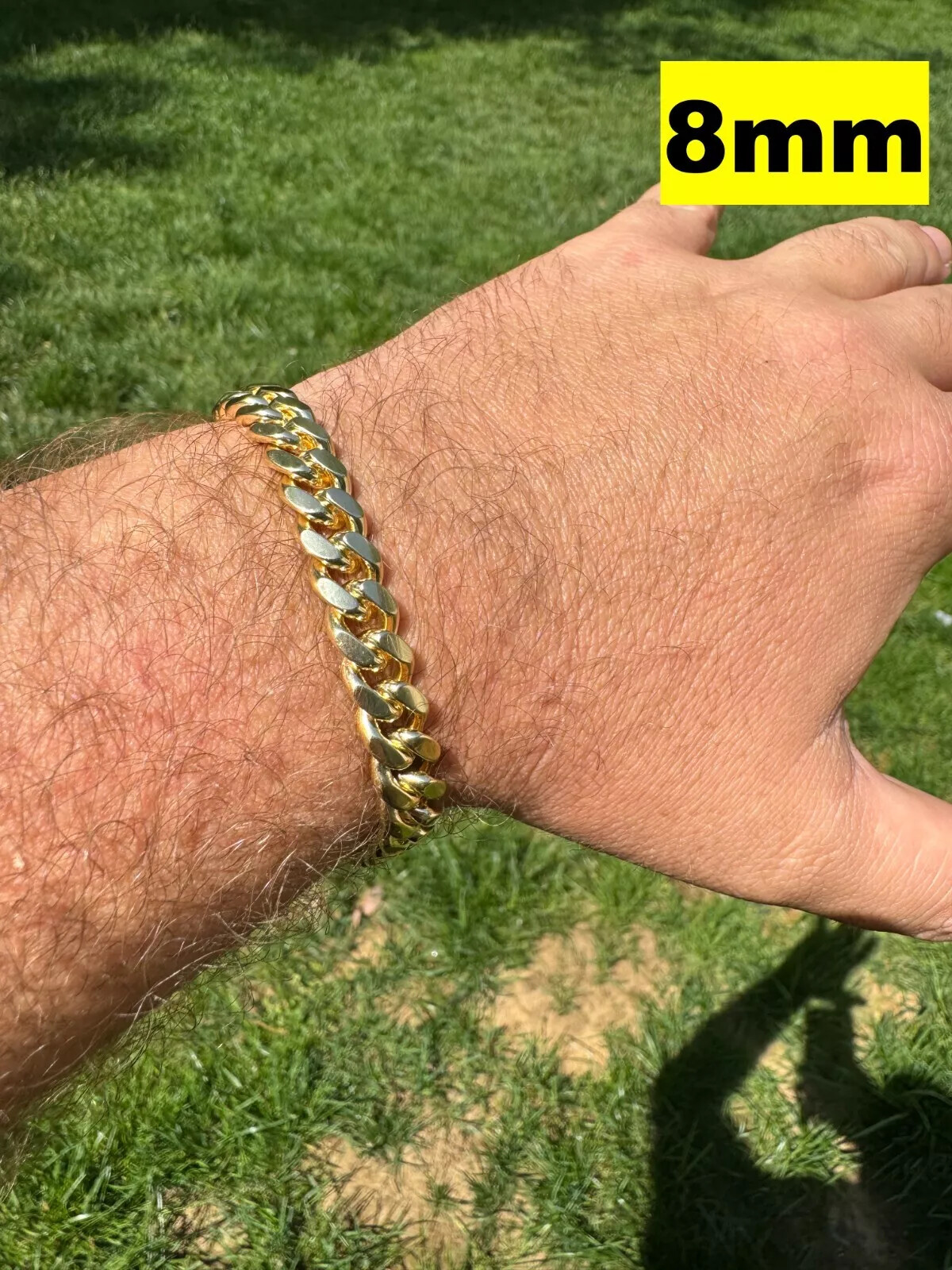 Miami Cuban Link Chain Bracelet 14k Gold Plated Solid 925 Silver Box Lock ITALY