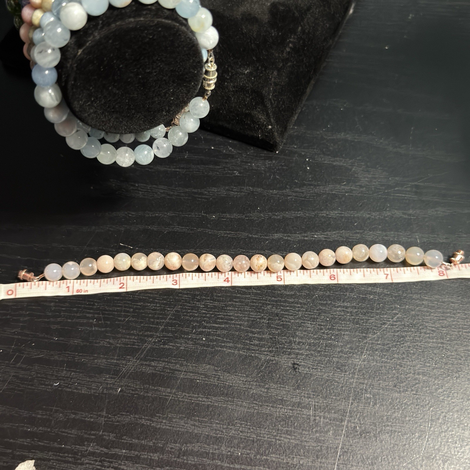 Flower Agate Natural Gemstone Bead Bracelet | Smooth Round 8mm