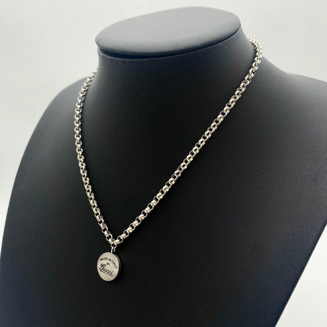 R GUCCI Gucci Silver Chain Necklace Stamped. Charm 925