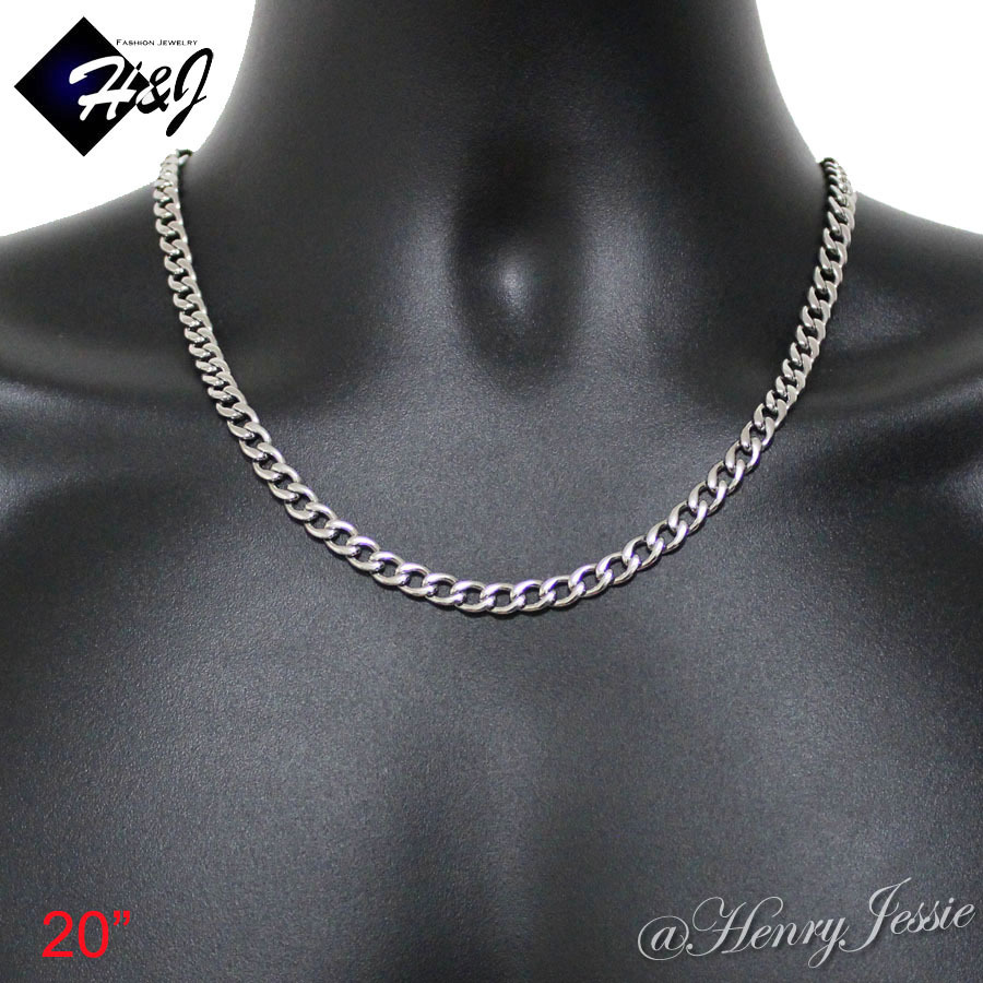 18-40″MEN’s Stainless Steel 6/7/8.5mm Silver Cuban Curb Link Chain Necklace*N117