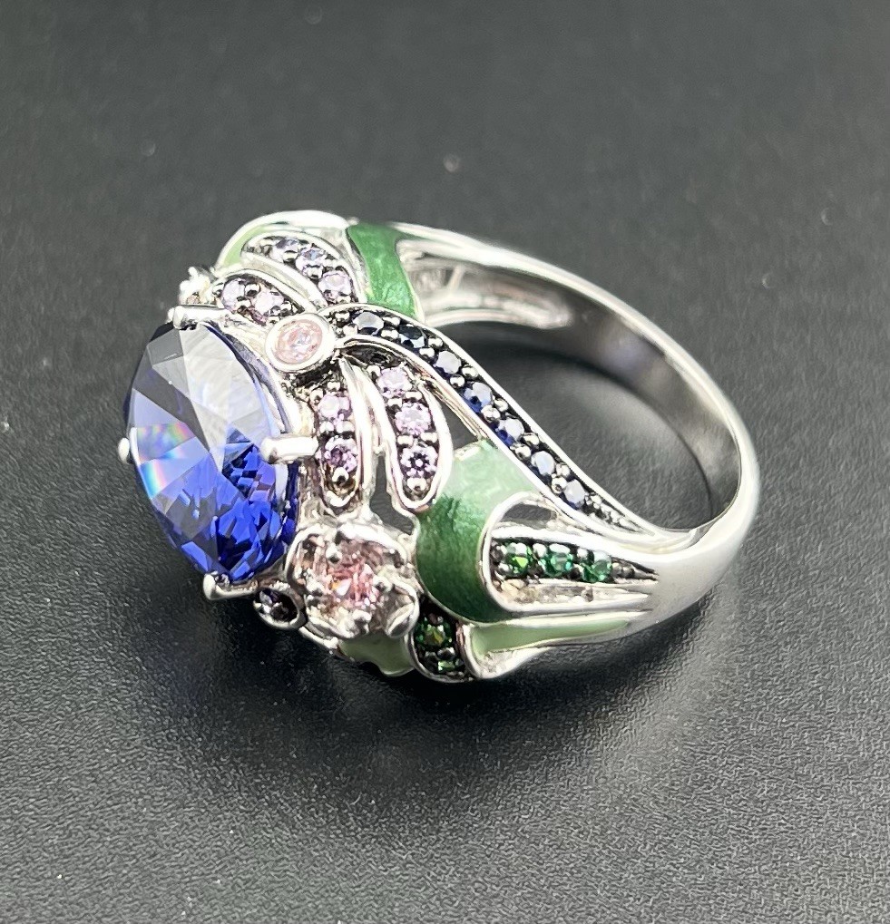 Victoria Wieck Dragonfly Blue Faceted Multi Gemstone Sterling Silver Size 8 Ring