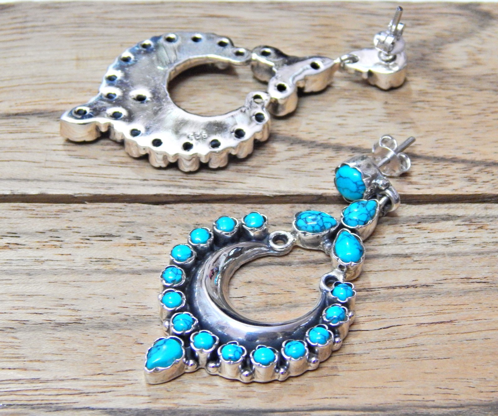 Turquoise Boho Stud Earring 925 Sterling Silver Wedding Jewelry Gift for her