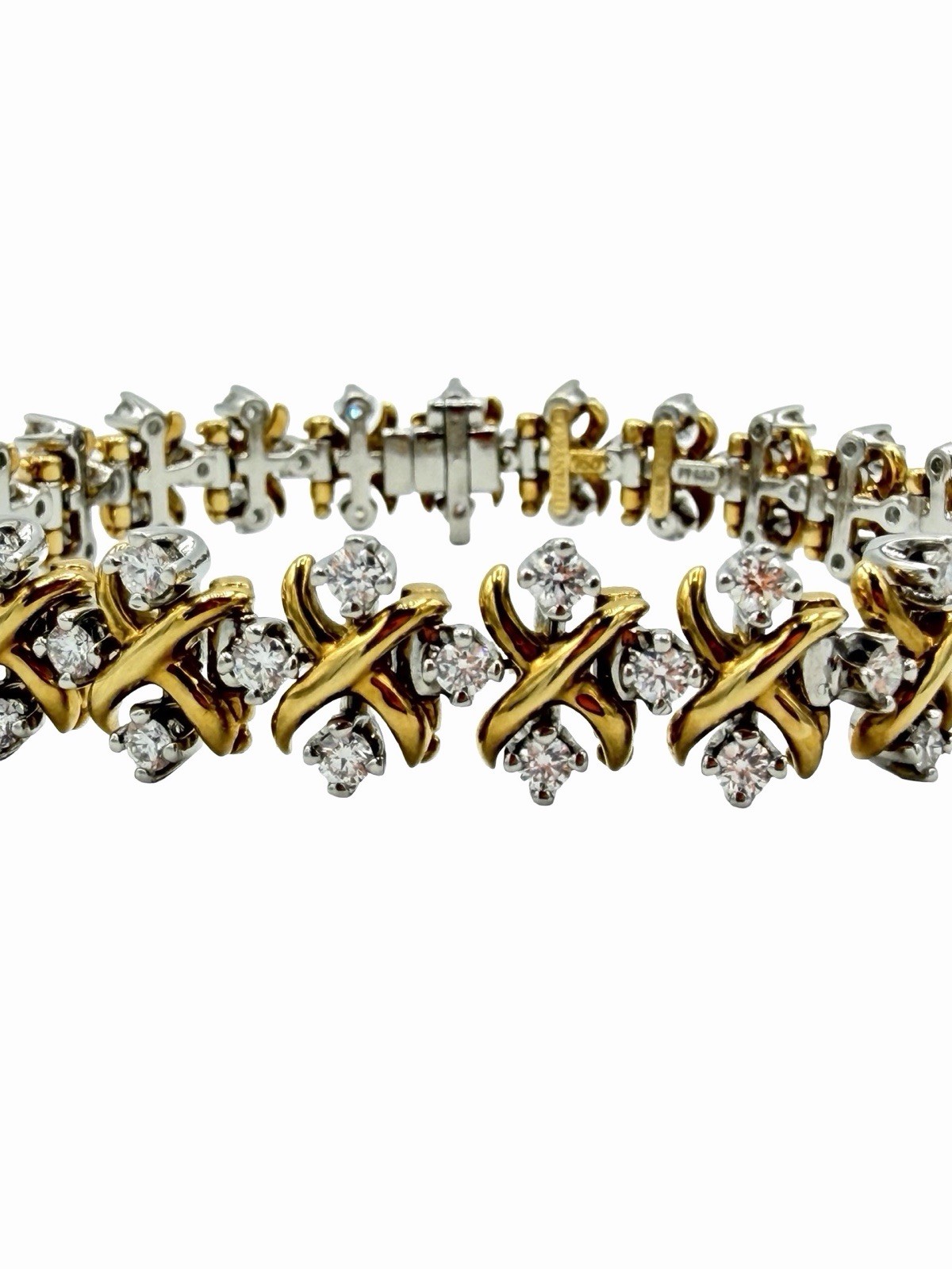 Tiffany & Co. Schlumberger Diamond Bracelet 18k Gold Platinum X Link Style