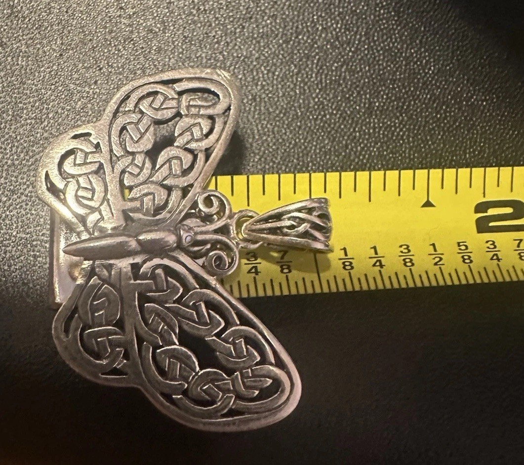 Peter Stone PSCL 925 Sterling Silver Celtic Knotwork Butterfly Pendant