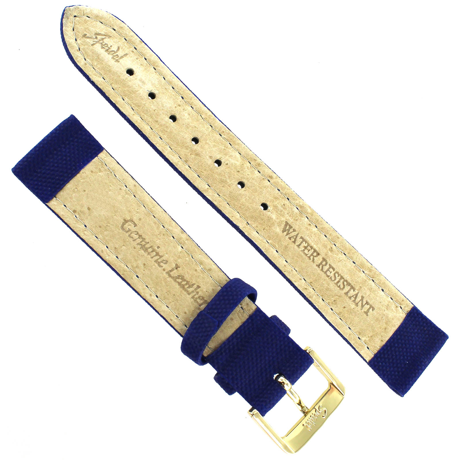 18mm Speidel Skipper Rubber Over Genuine Calfskin Blue Stitched Mens Watch Band