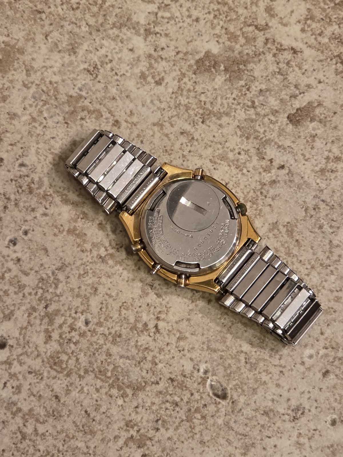 Citizen 41-9524 Gold/Brown Chrono Dual Time Digital Ana Watch * WORKING * READ