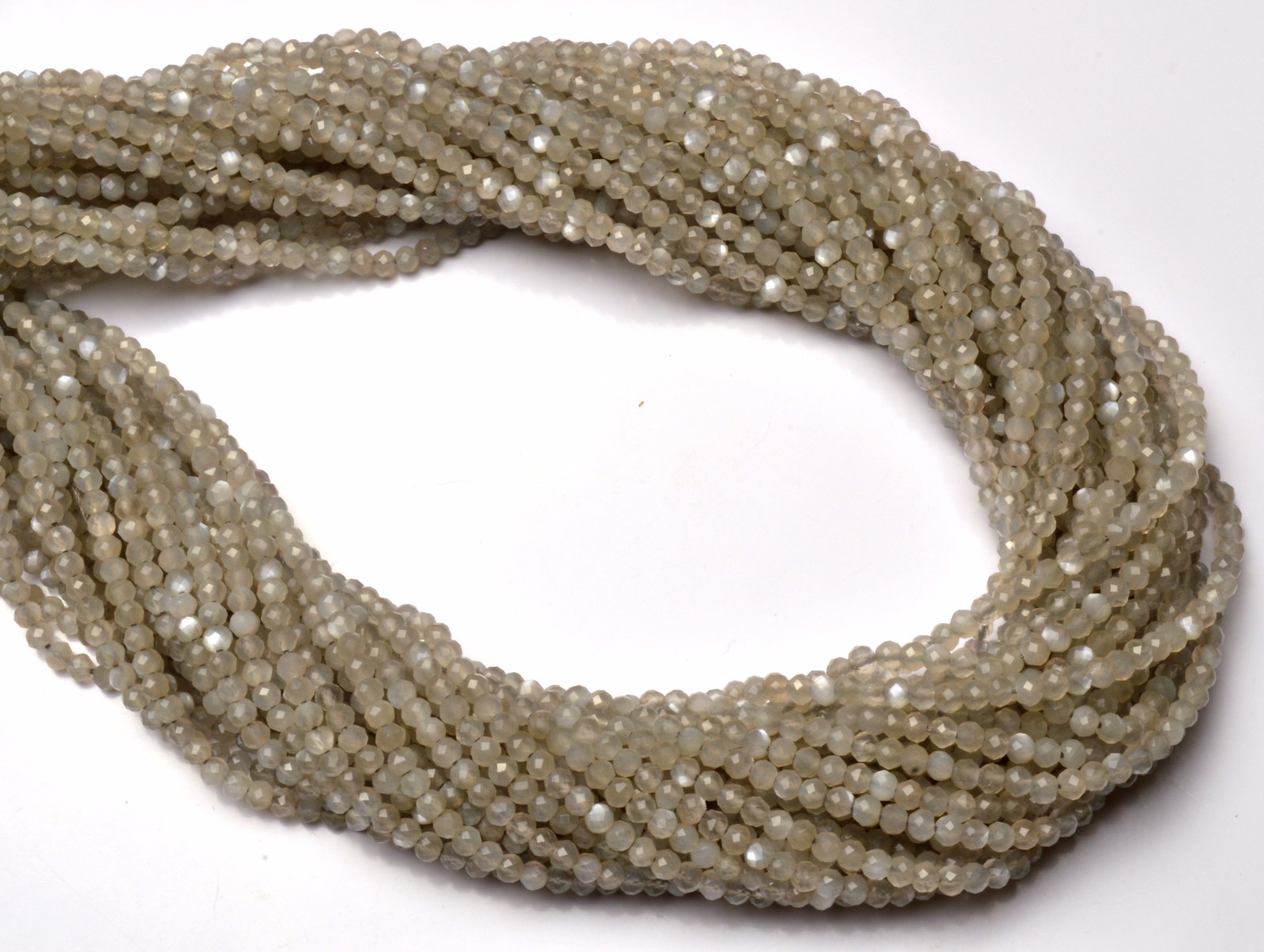 Natural Gem African Grey Moonstone 2.5MM Approx. Facet Rondelle Beads 13″ Strand