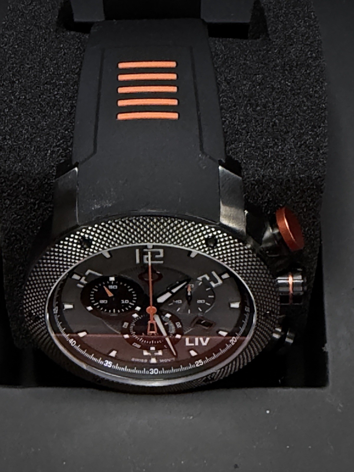 LIV GX1 Cool Gray Chronograph with Stainless Steel Bracelet & Black Silicone Stp