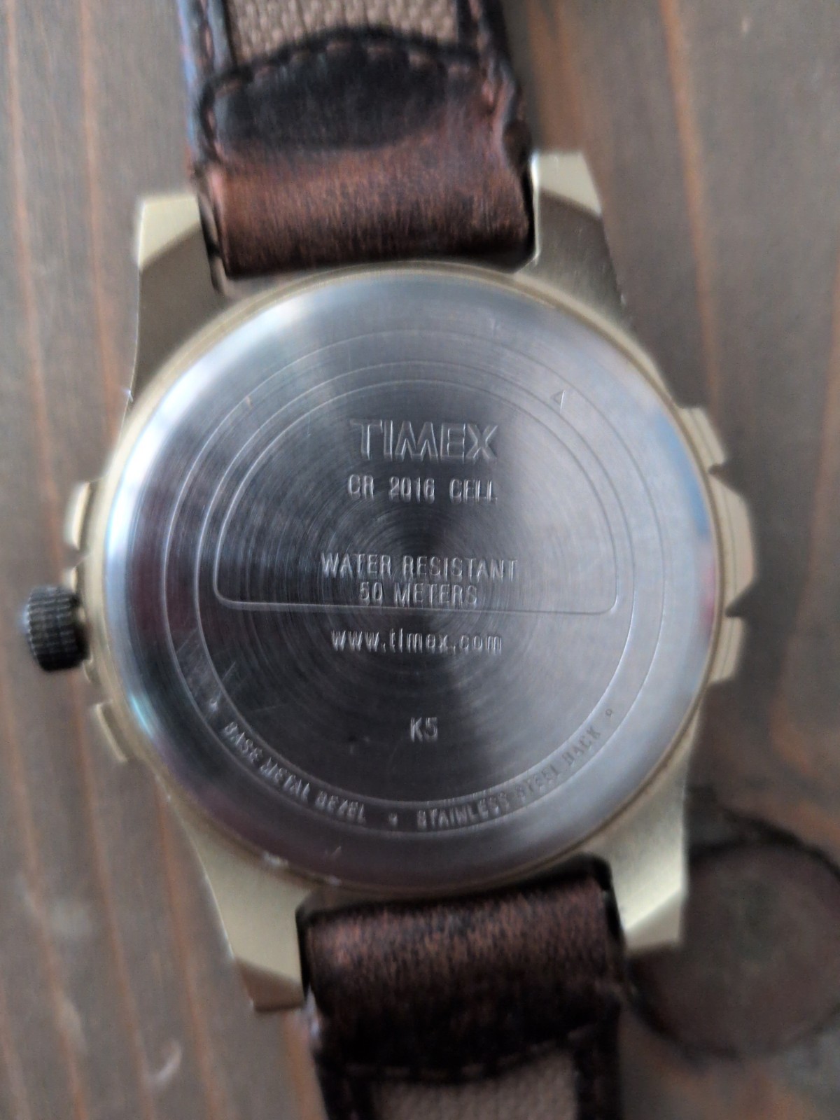 Timex Indiglo Watch Men Silver Black WR 50m Date Brown Beige Strap New Battery