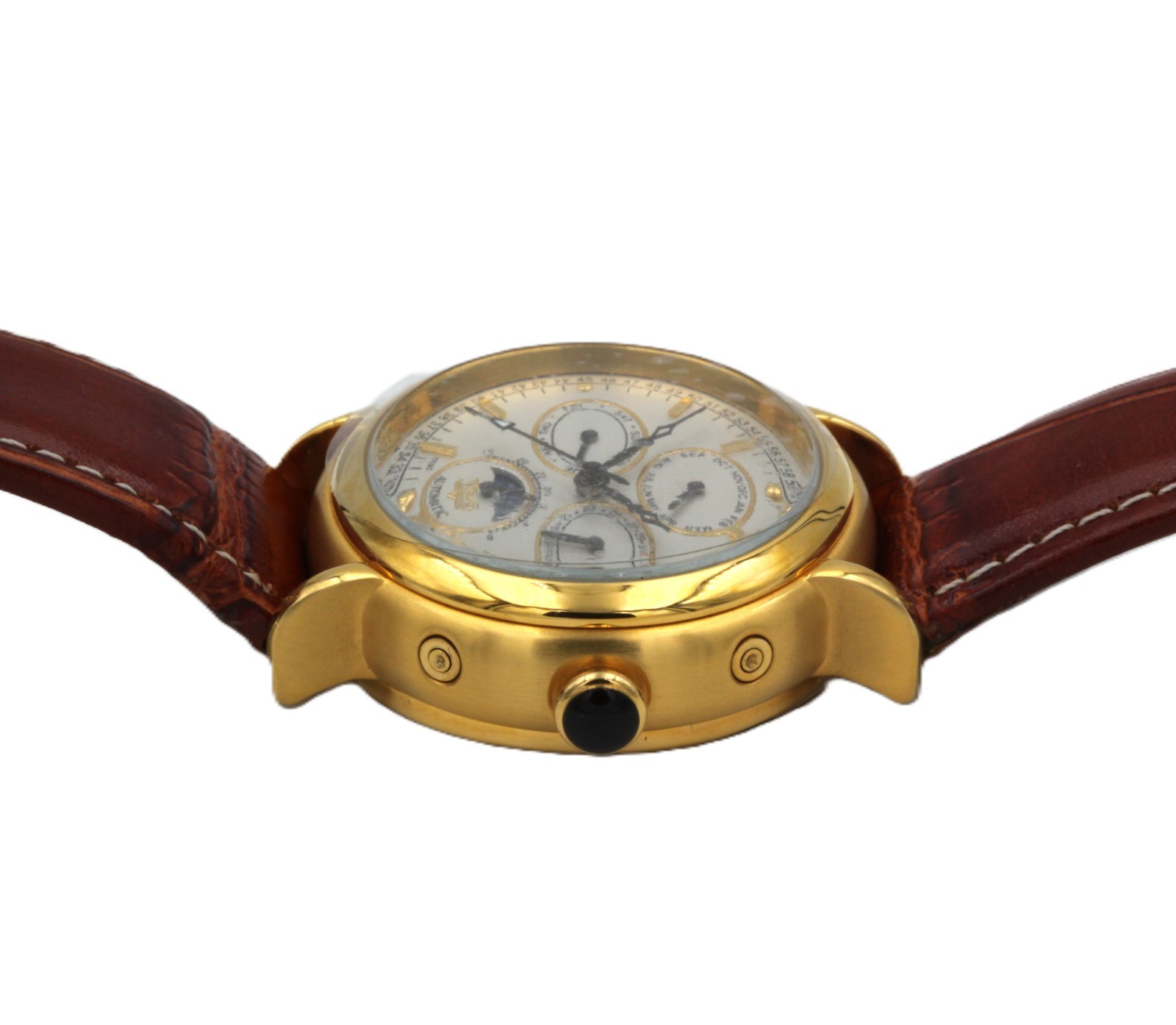 Trias Watches Oval Automatic Watch Unisex Calendar Leather Watchband