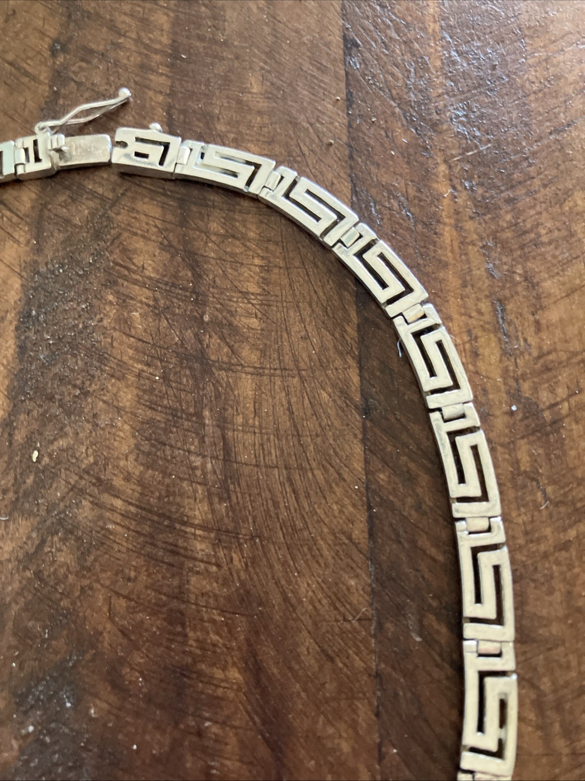 Vintage Beautiful Sterling Silver Greek Key Design Necklace And Bracelet Pair