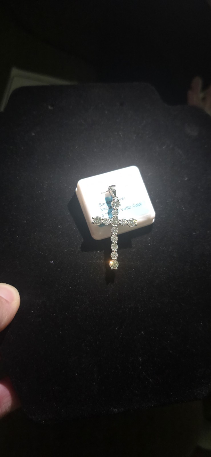 Sterling Silver 925 Moissanite Tennis Cross Religious