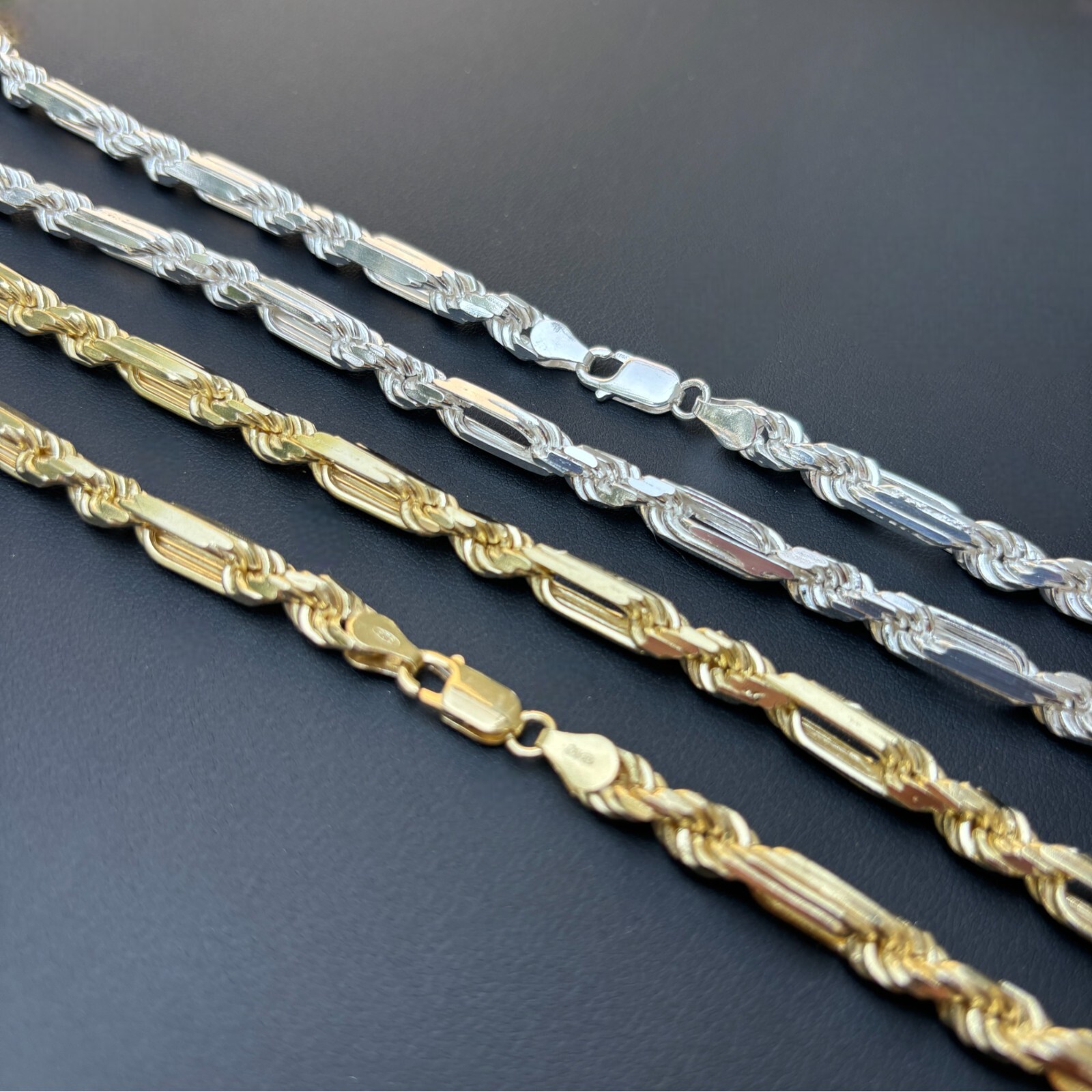 6mm Figarope Chain Necklace – Real Solid 925 Sterling Silver Or 14k Gold Vermeil