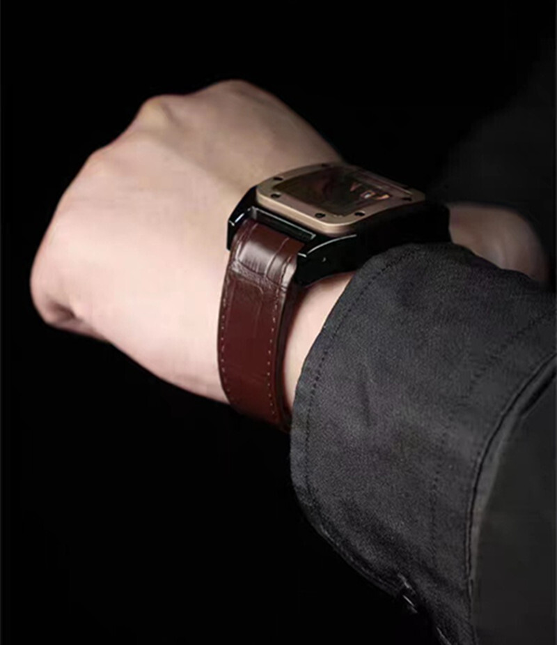 COMPLETE LEATHER STRAP BAND FOR CARTIER SANTOS 100 XL CHRONOGRAPH W20090X8 BLACK