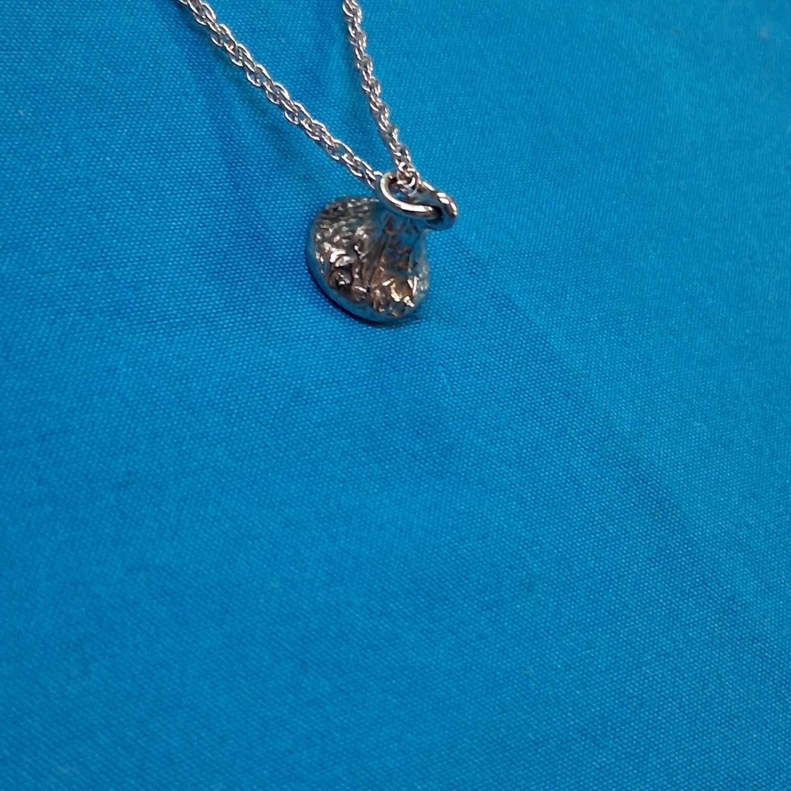 JCF STER Marked Polished Hershey Kiss Designed Pendant Double Chain Necklace