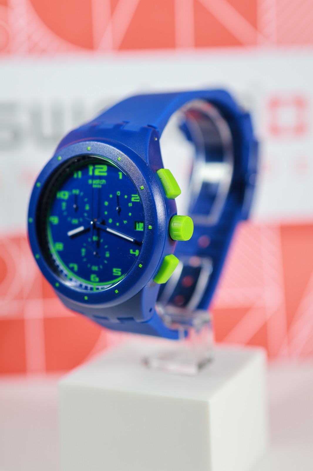 New Rare Limited Swiss Swatch ChronoGraph Watch 42MM SUSN400 Blue C Green