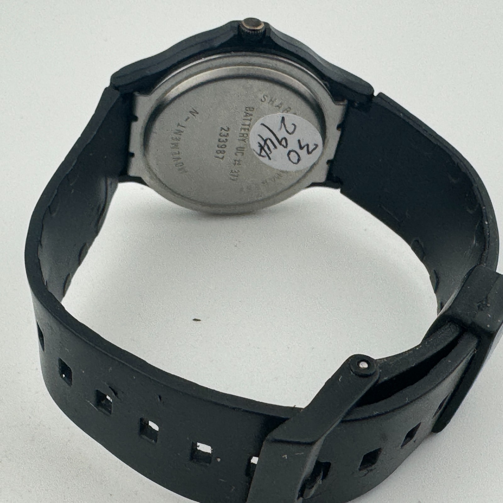 Vintage Sharp Quartz Watch Unisex Black Plastic Military Dial Analog New Battery